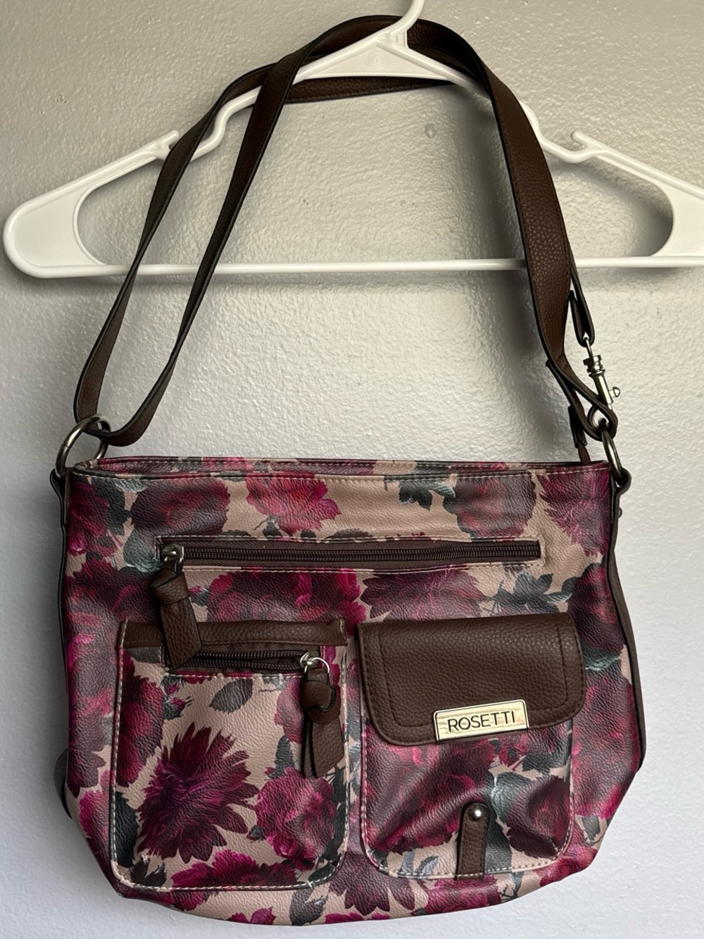 Rosetti Floral Shoulder Bag in Pink and Brown